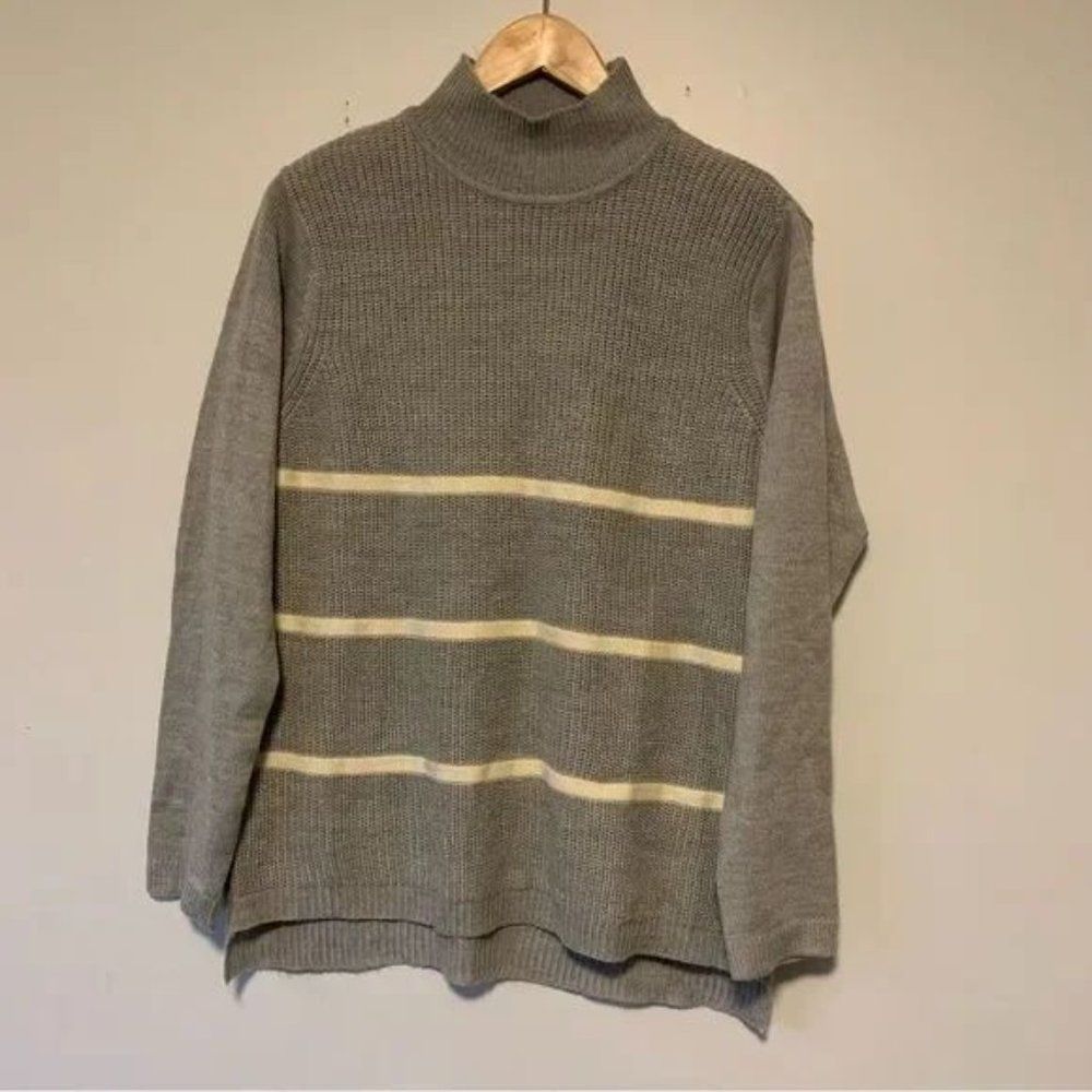 Grey mock neck striped sweater size large